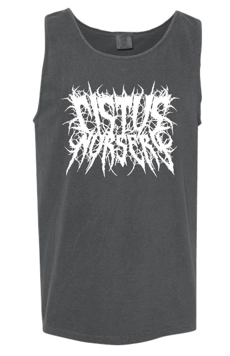 Black tank top with white graphic Cistus logo design on a white background